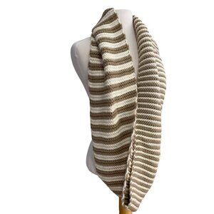 Calvin Klein Striped Knit Infinity Scarf tube Beige & ecru White 100% Acrylic